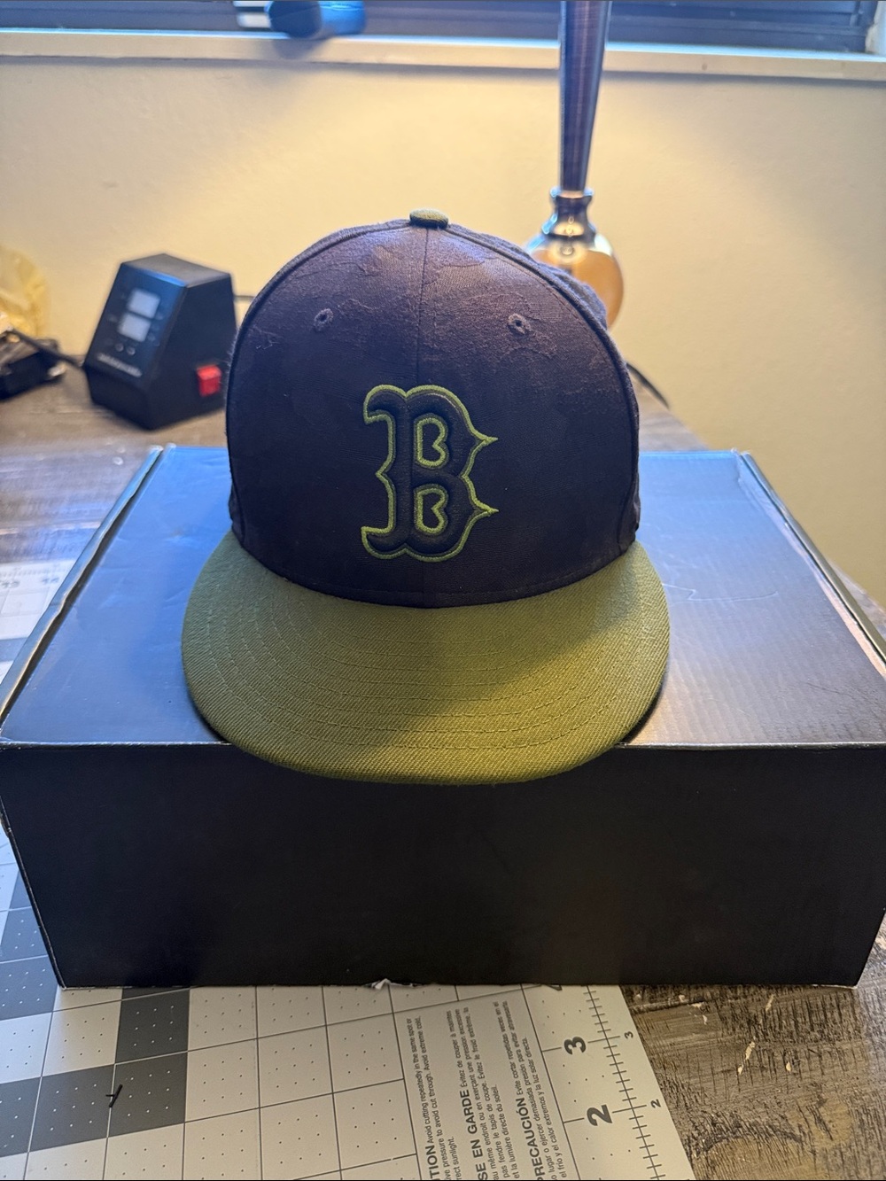 9fifty Black and Olive Green Boston B Snapback Hat